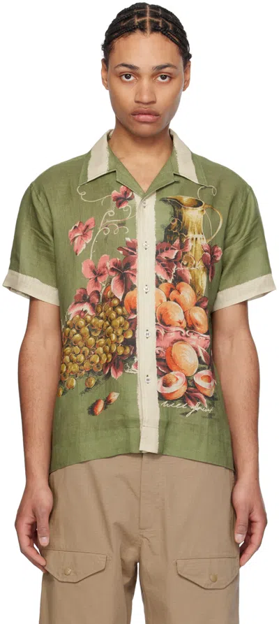 S.s.daley Men's Merry Ment Fruit Bowl Linen Button-front Shirt In Green Multi