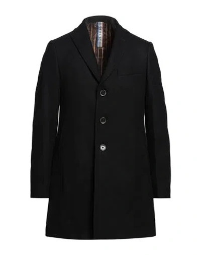 Sseinse Man Coat Black Size 38 Wool, Polyester