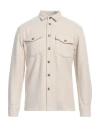 Sseinse Man Shirt Beige Size M Acrylic, Polyester, Cotton, Wool, Viscose