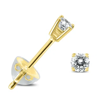 Sselects .08ctw Round Diamond Solitaire Stud Earrings In 14k With Silicon Backs In Silver