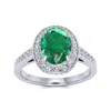 SSELECTS 1 1/2 CARAT OVAL SHAPE EMERALD AND HALO DIAMOND RING IN 14 KARAT WHITE GOLD