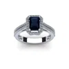 SSELECTS 1 1/2 CARAT SAPPHIRE AND HALO DIAMOND RING IN 14 KARAT WHITE GOLD