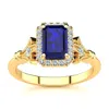 SSELECTS 1 1/2 CARAT SAPPHIRE AND HALO DIAMOND VINTAGE RING IN 14 KARAT YELLOW GOLD
