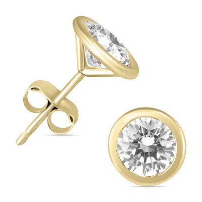 Sselects 1 1/2 Carat Tw Ags Certified Bezel Diamond Solitaire Stud Earrings In 14k In Silver
