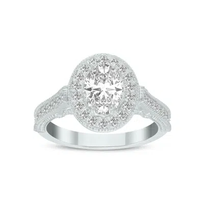 Sselects 1 1/2 Carat Tw Oval Lab Grown Diamond Engagement Ring In 14k White Gold In Silver