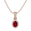 SSELECTS 1 1/3 CARAT OVAL SHAPE RUBY AND DIAMOND NECKLACE IN 14 KARAT ROSE GOLD