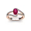 SSELECTS 1 1/3 CARAT OVAL SHAPE RUBY AND FANCY DIAMOND RING IN 14 KARAT ROSE GOLD