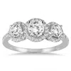 SSELECTS 1 1/3 CARAT TW DIAMOND THREE STONE HALO RING IN 14K WHITE GOLD