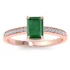 SSELECTS 1 1/4 CARAT EMERALD CUT EMERALD AND DIAMOND RING IN 14K ROSE GOLD