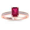 SSELECTS 1 1/4 CARAT EMERALD CUT RUBY AND DIAMOND RING IN 14K ROSE GOLD