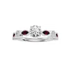 SSELECTS 1 1/4 CARAT ROUND AND MARQUISE VINTAGE DIAMOND AND RUBY ENGAGEMENT RING IN 14 KARAT WHITE GOLD