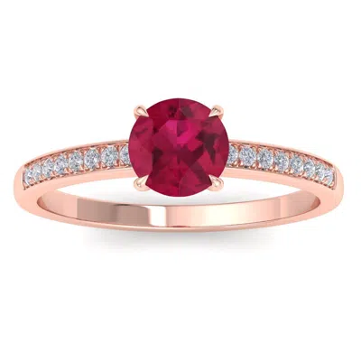 Sselects 1 1/4 Carat Ruby And Diamond Ring In 14k Rose Gold In Multi