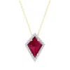 SSELECTS 1 3/4 CARAT KITE SHAPE RUBY AND DIAMOND NECKLACE IN 14K YELLOW GOLD