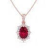 SSELECTS 1 3/4 CARAT OVAL SHAPE RUBY AND DIAMOND NECKLACE IN 14K