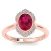 SSELECTS 1 3/4 CARAT OVAL SHAPE RUBY AND DIAMOND RING IN 14K ROSE GOLD
