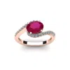 SSELECTS 1 3/4 CARAT OVAL SHAPE RUBY AND HALO DIAMOND RING IN 14 KARAT ROSE GOLD