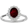 SSELECTS 1 3/4 CARAT OVAL SHAPE RUBY AND HALO DIAMOND RING IN 14 KARAT WHITE GOLD