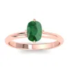 SSELECTS 1 CARAT ANTIQUE CUSHION SHAPE EMERALD RING IN 14K ROSE GOLD
