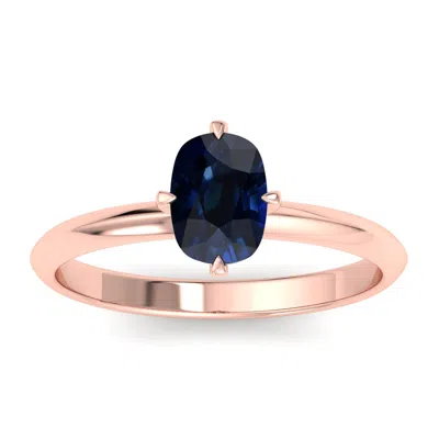 Sselects 1 Carat Antique Cushion Shape Sapphire Ring In 14k Rose Gold In Multi