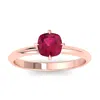 SSELECTS 1 CARAT CUSHION SHAPE RUBY RING IN 14K ROSE GOLD