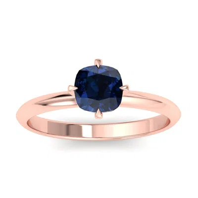 Sselects 1 Carat Cushion Shape Sapphire Ring In 14k Rose Gold In Multi