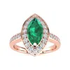 SSELECTS 1 CARAT MARQUISE EMERALD AND DIAMOND RING IN 14 KARAT ROSE GOLD