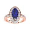 SSELECTS 1 CARAT MARQUISE SAPPHIRE AND DIAMOND RING IN 14 KARAT ROSE GOLD