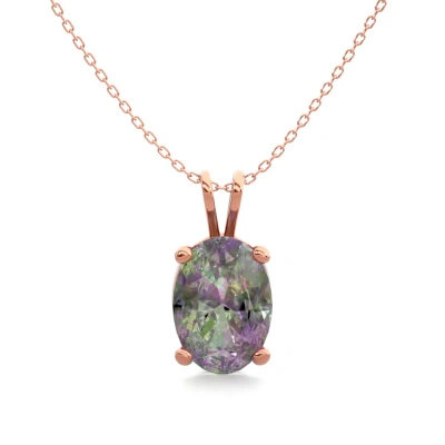 Sselects 1 Carat Oval Shape Mystic Topaz Necklace In 14 Karat Rose Gold Over Sterling Silver In Green