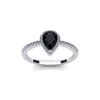 SSELECTS 1 CARAT PEAR SHAPE CREATED SAPPHIRE AND HALO DIAMOND RING IN STERLING SILVER