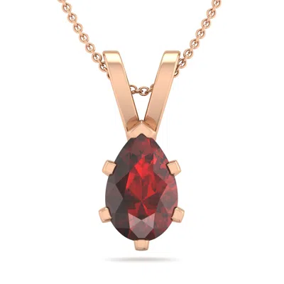 Sselects 1 Carat Pear Shape Garnet Necklace In 14k Rose Gold Over Sterling Silver In Red