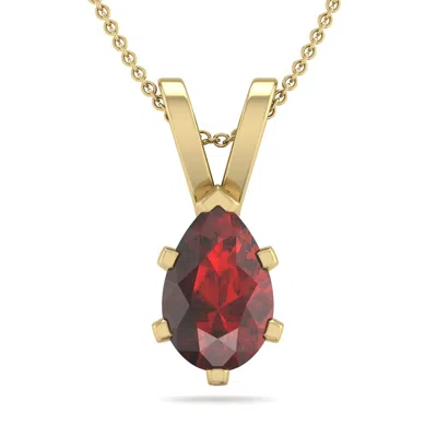 Sselects 1 Carat Pear Shape Garnet Necklace In 14k Yellow Gold Over Sterling Silver In Red