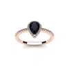 SSELECTS 1 CARAT PEAR SHAPE SAPPHIRE AND HALO DIAMOND RING IN 14 KARAT ROSE GOLD