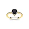SSELECTS 1 CARAT PEAR SHAPE SAPPHIRE AND HALO DIAMOND RING IN 14 KARAT YELLOW GOLD