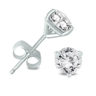 Sselects 1 Carat Tw Ags Certified Martini Set Round Diamond Solitaire Earrings In 14k In Silver