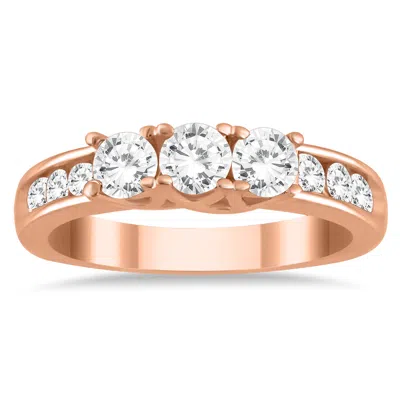 Sselects 1 Carat Tw Diamond Three Stone Ring In 10k Rose Gold In Multi