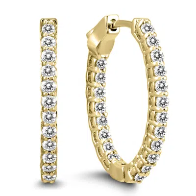 Sselects 1 Carat Tw Oval Diamond Hoop Earrings With Push Button Locks In 14k In Silver