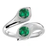 SSELECTS 1 CARAT TWO STONE EMERALD RING IN 14 KARAT WHITE GOLD