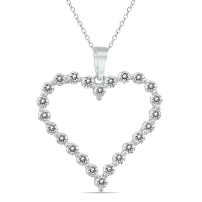 Sselects 1 Ctw Diamond Heart Pendant In 14k In Silver