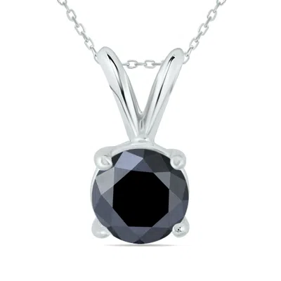Sselects 1 Ctw Genuine Round Diamond Solitaire Pendant In 14k In Black
