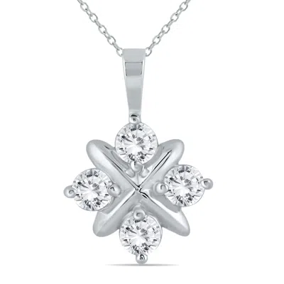 Sselects 1 Ctw Natural Diamond Snowflake Pendant In 10k In Silver