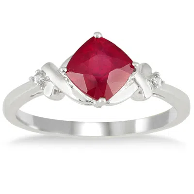 Sselects 1.80 Carat Diamond And Ruby Ring In 10k White Gold