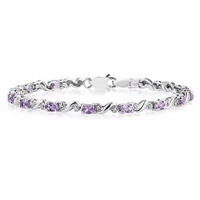 Sselects 10k Diamond And Amethyst Bracelet In Purple
