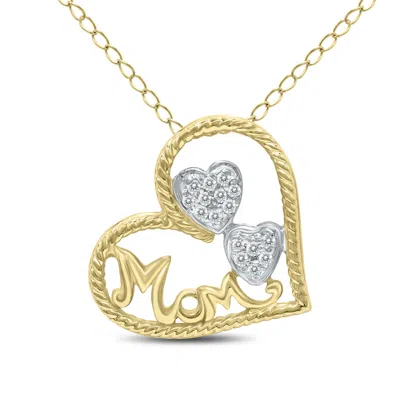 Sselects 1/10 Carat Tw Diamond Heart Mom Pendant In 14k In Silver