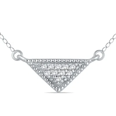 Sselects 1/10 Carat Tw Diamond Triangle Pendant In 10k In Silver