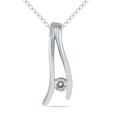 Sselects 1/10 Ctw Natural Diamond Drop Pendant In 10k In Silver