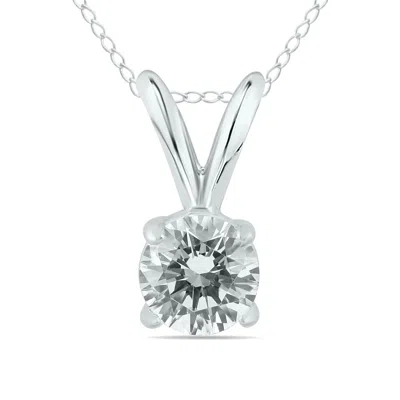 Sselects 1/2 Carat Clarity Ags Certified Diamond Solitaire Pendant In 14k White Gold In Silver