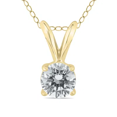 Sselects 1/2 Carat Clarity Ags Certified Round Diamond Solitaire Pendant In 14k Yellow Gold In Silver
