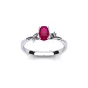 SSELECTS 1/2 CARAT OVAL SHAPE RUBY AND TWO DIAMOND ACCENT RING IN 14 KARAT WHITE GOLD