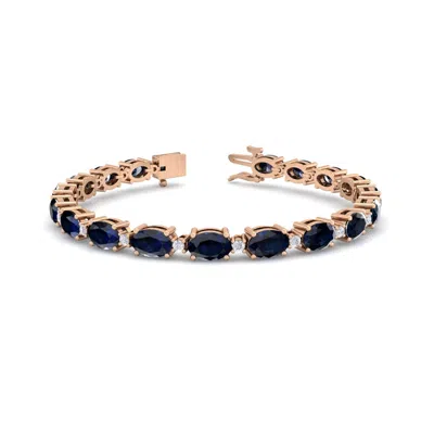 Sselects 12 Carat Oval Shape Sapphire And Diamond Bracelet In 14 Karat Rose Gold In Black