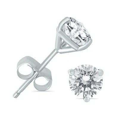 Sselects 1/2 Carat Tw Ags Certified Martini Set Round Diamond Solitaire Earrings In 14k In White